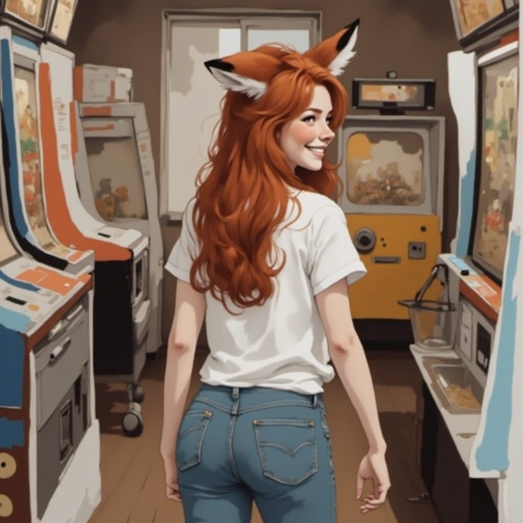 Fox-girl Vixen at the video arcade, The  J.R.R. Token Kingdom!