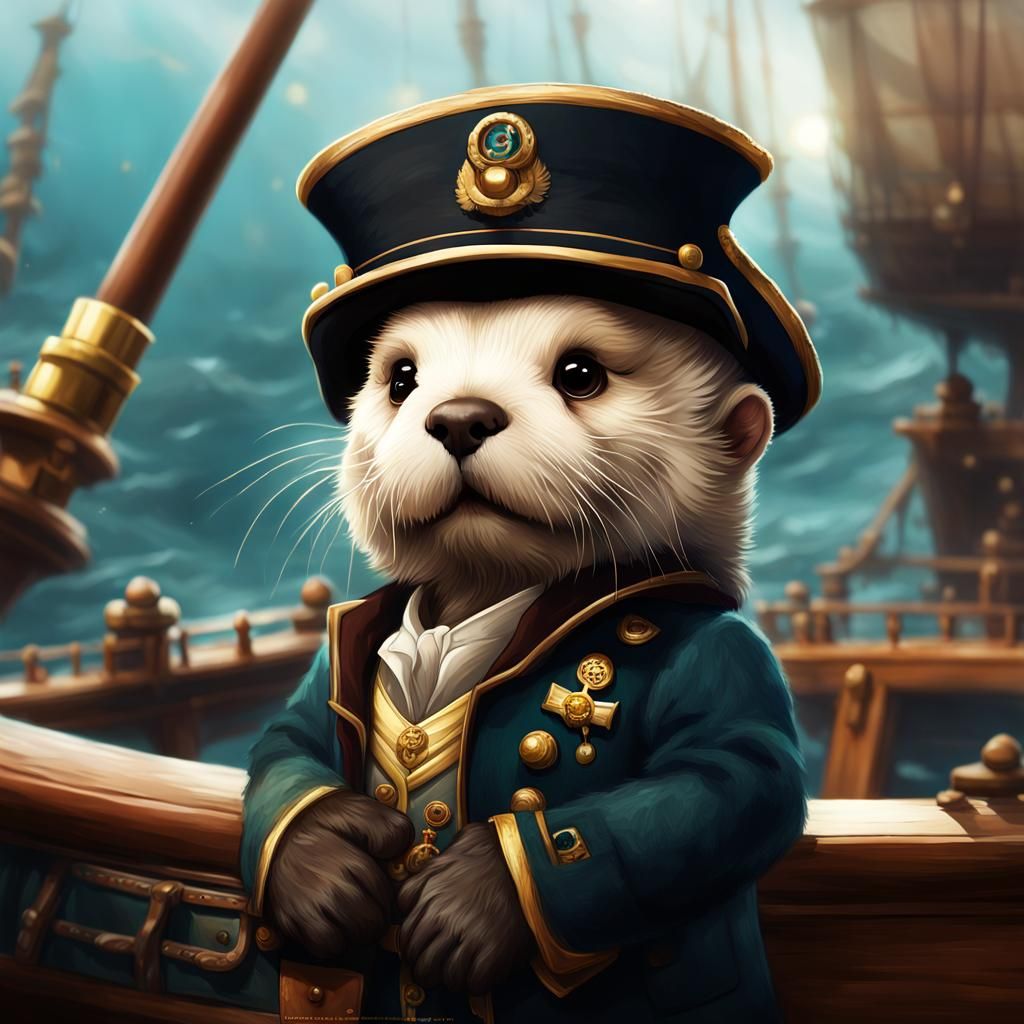 Chibi Sea Otter Captain in Detailed 3D
