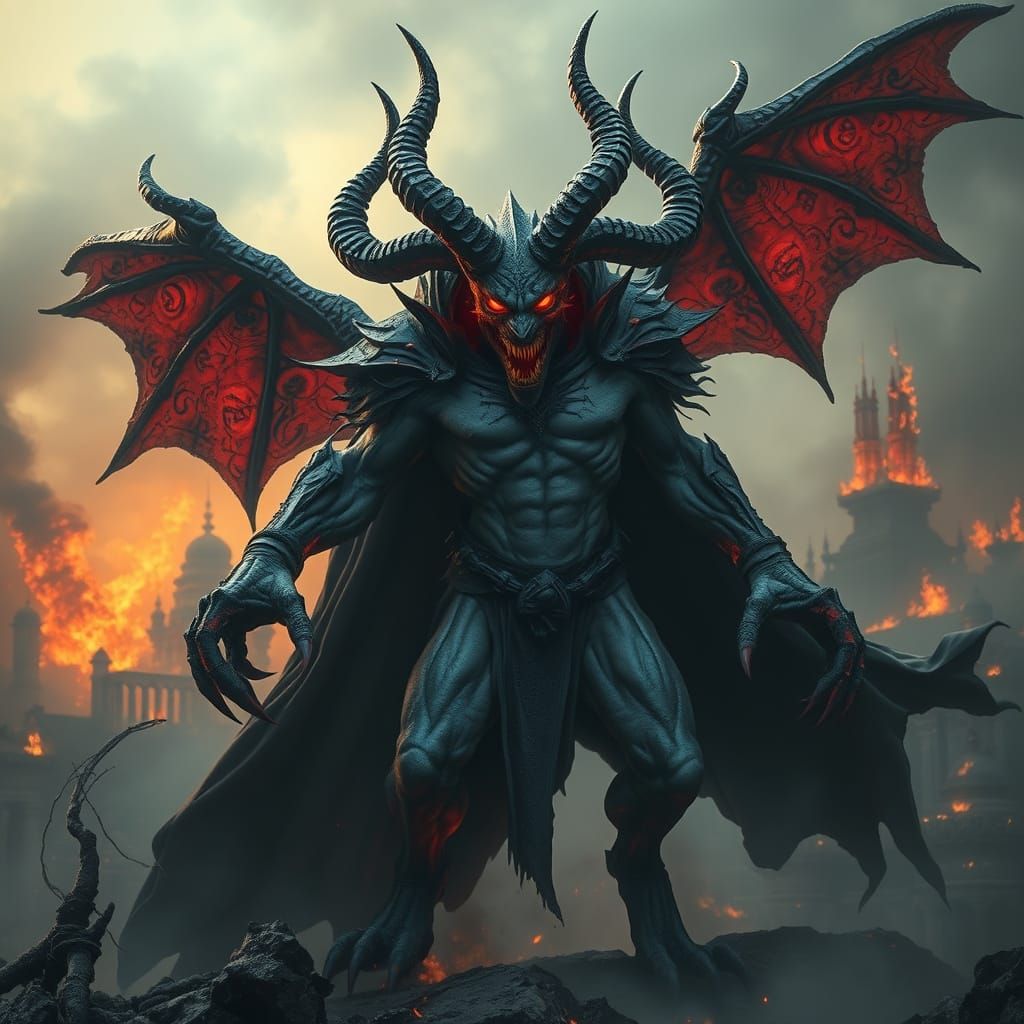 Terrifying Demon Lord in Blazing Inferno