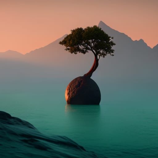 Flower Orb in Detailed Matte Painting Style