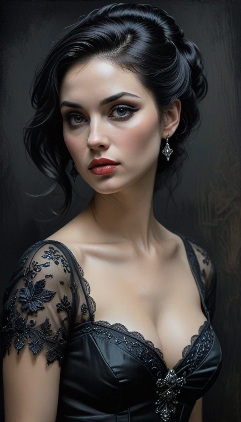 Elegant Pin-up Model in Dark Romantic Style