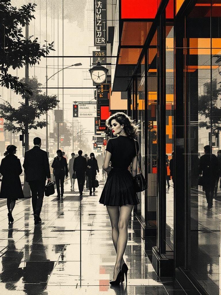 Pin-Up Girl in Yoji Shinkawa and Bauhaus Style