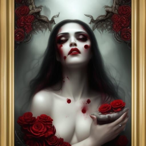 Beautiful Vampire Goddess in Fantasy Art Style