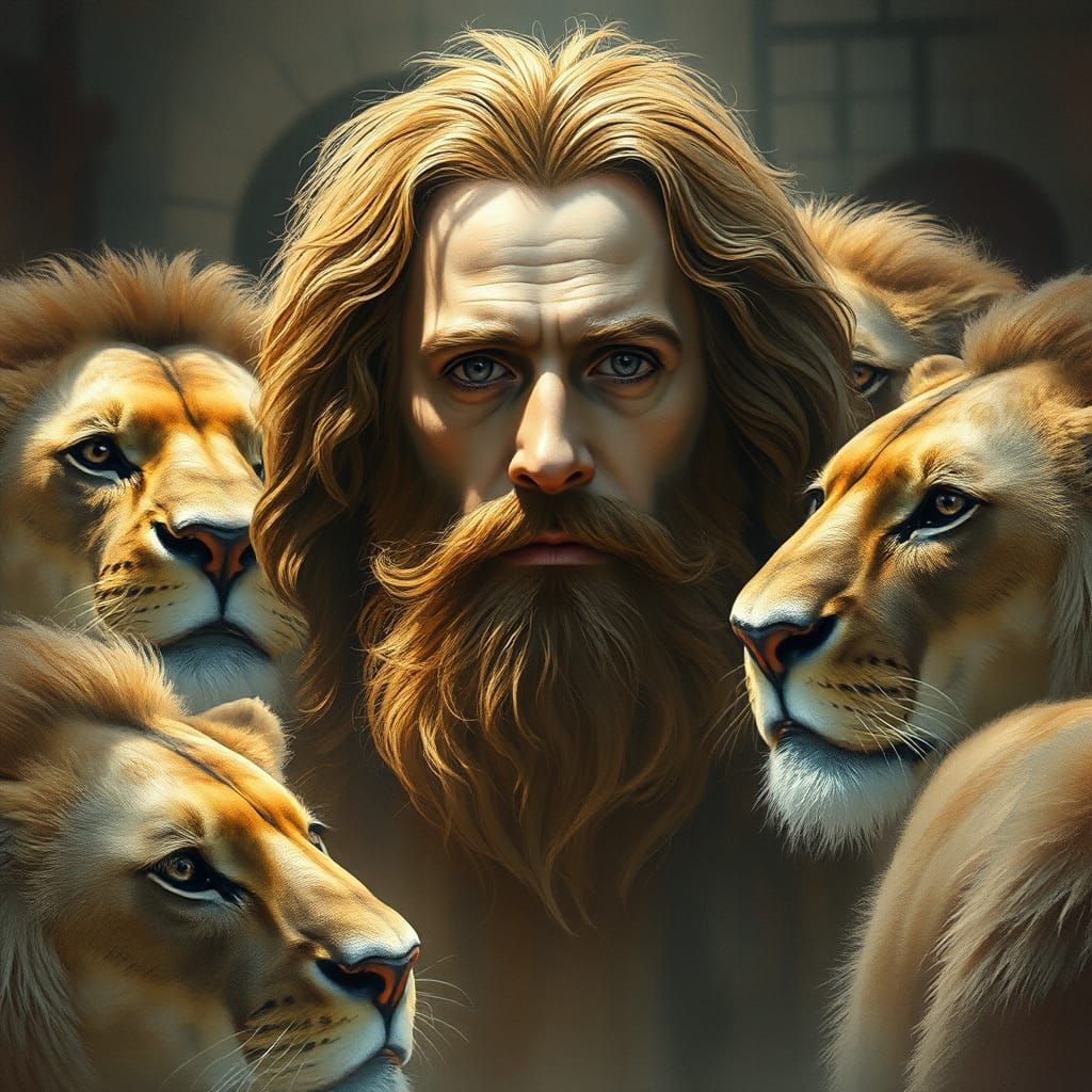 Daniel in the Lions' Den: Watercolor Concept Art