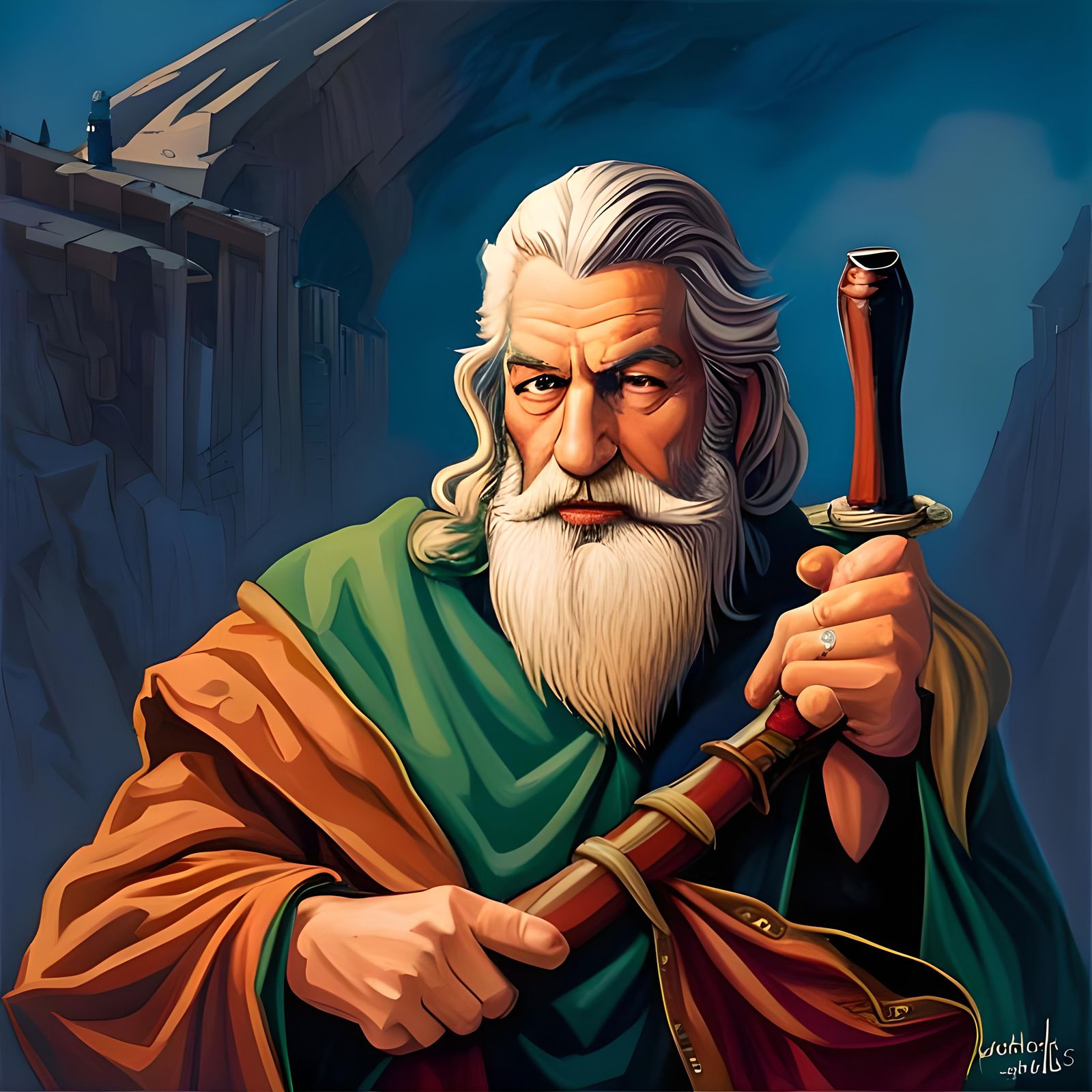 Elf Cannabis Wizard in Middle Earth Illustration