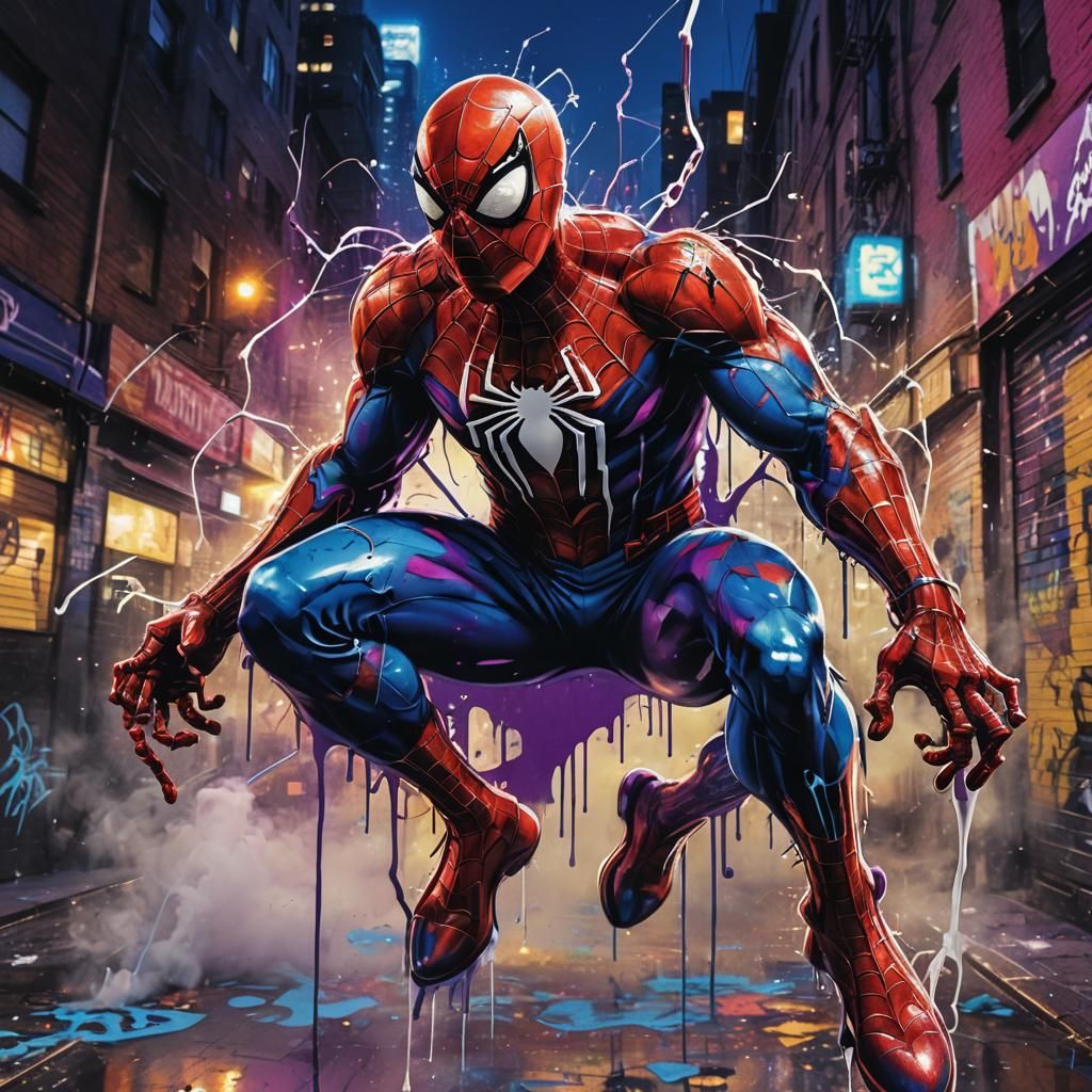 Spiderman Graffiti Art in Vibrant Street Style