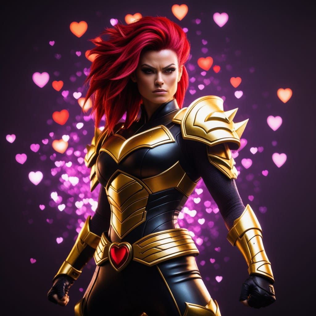 Epic Saiyan Warrior in Vibrant Crimson Hair