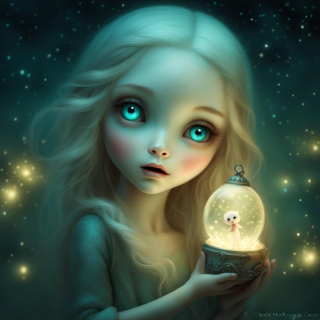 Creepy Cute Zombie Girl with Bioluminescent Glow