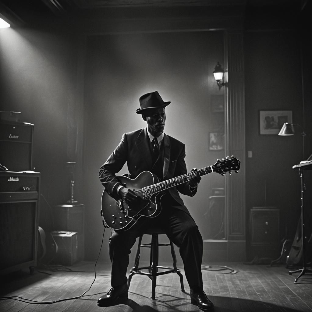 Smoky Blues Guitarist in 1930s Noir Style