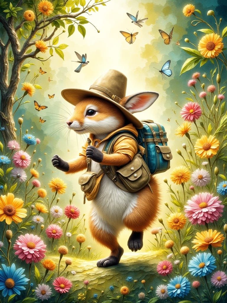 Botanical Garden Scene as Watercolor Painting