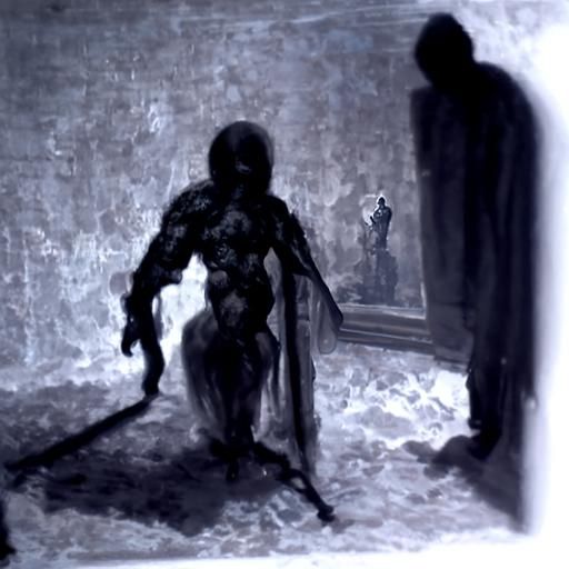Eerie Shadow Figure in Classical Horror Style