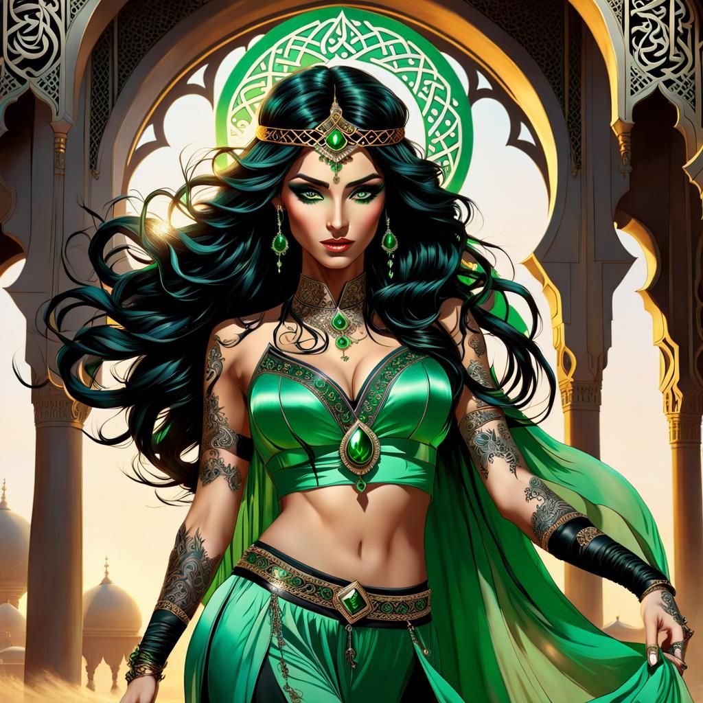 Arabian Warrior Princess with Hawk