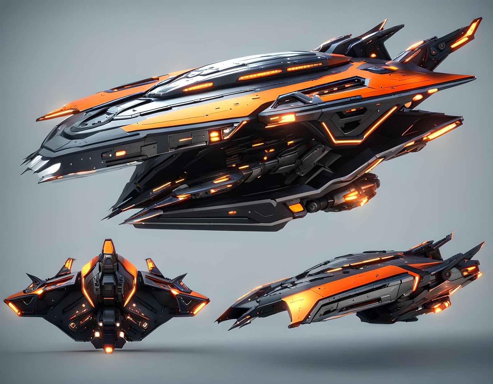 Chrome Romulan Battle Cruiser in Space