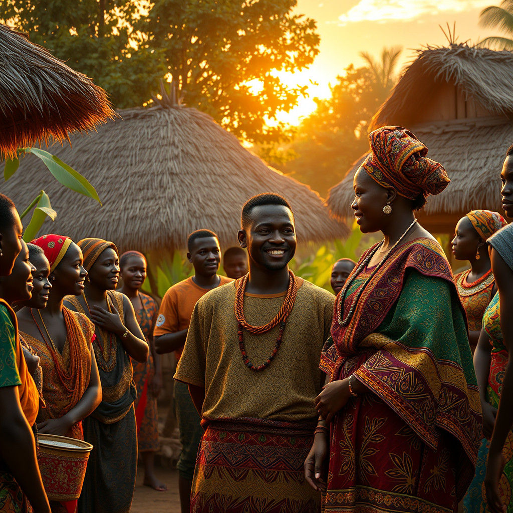 Igbo Village Welcomes Chuka in Matte Painting Style