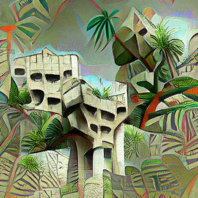Cubist Brutalist Jungle Dreamscape