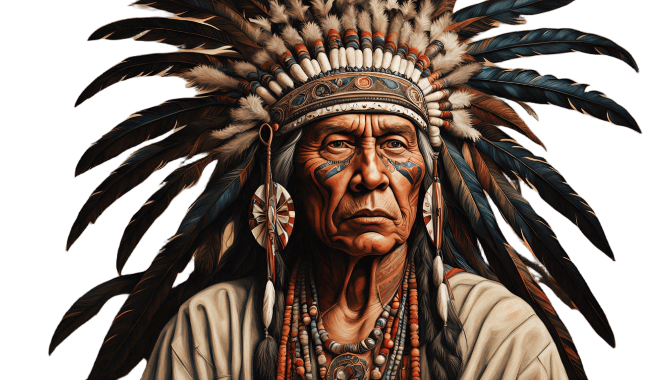 Regal Native American Portrait in Tribal Paint