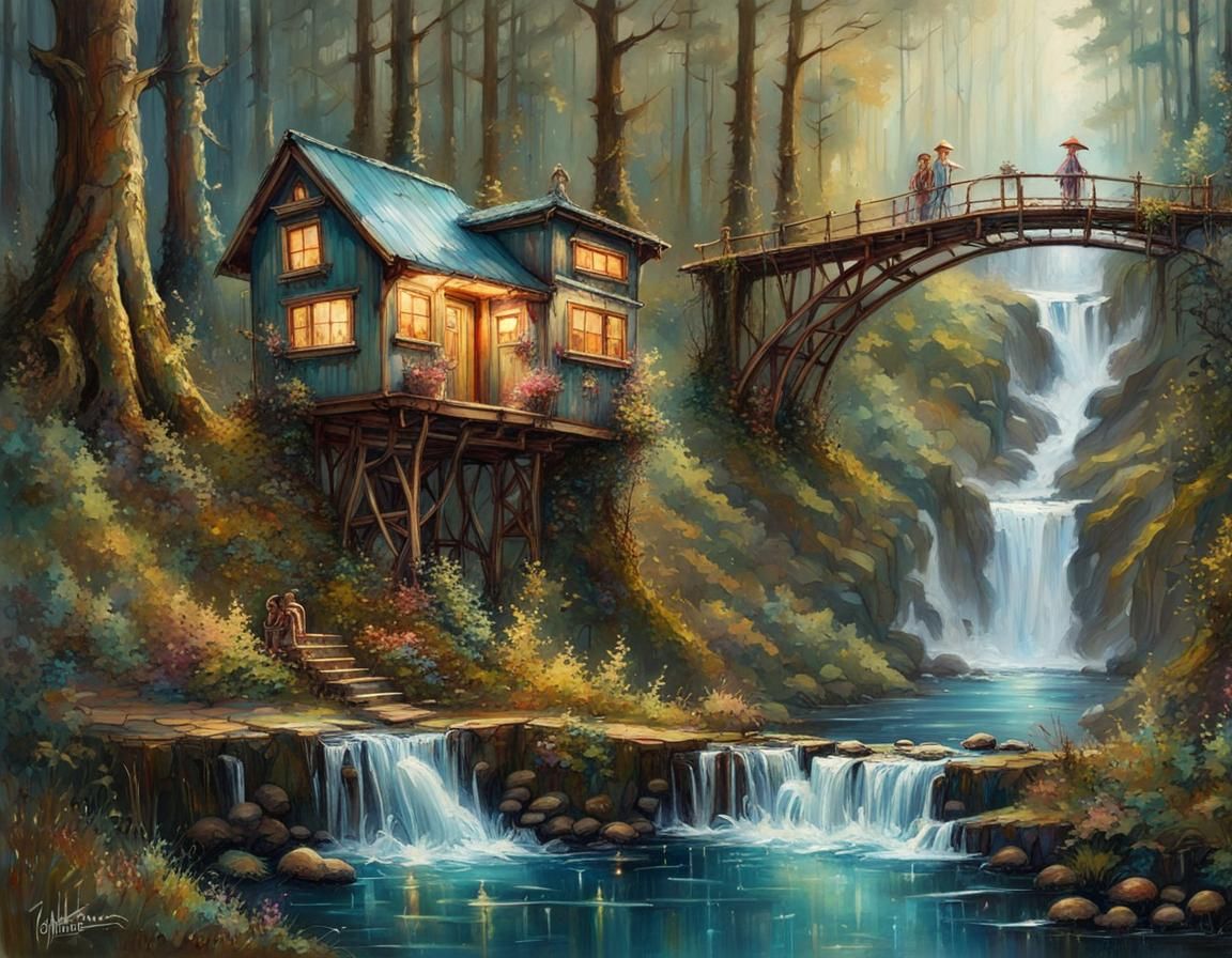 Tiny House on Wheels: Forest Bridge Scene