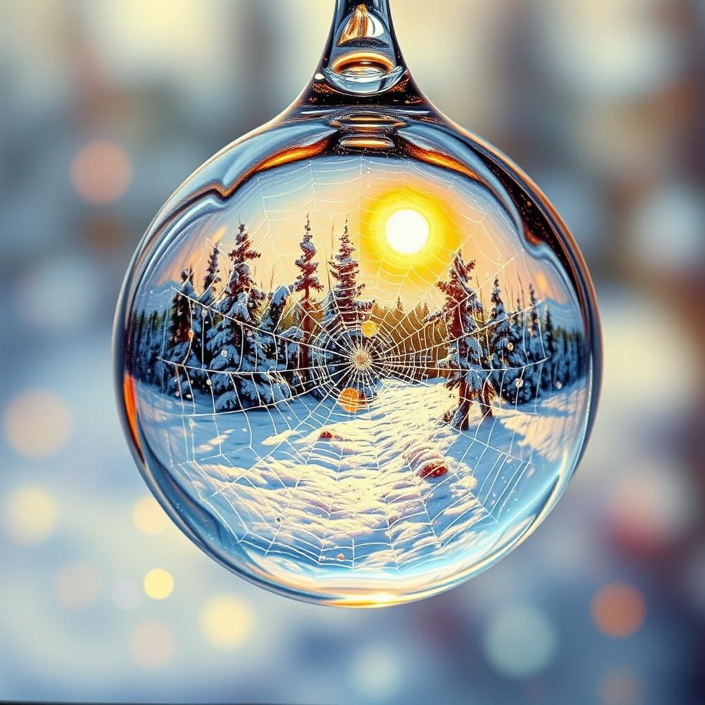 Dew-Kissed Spiderweb Reveals Scandinavian Winter Wilderness