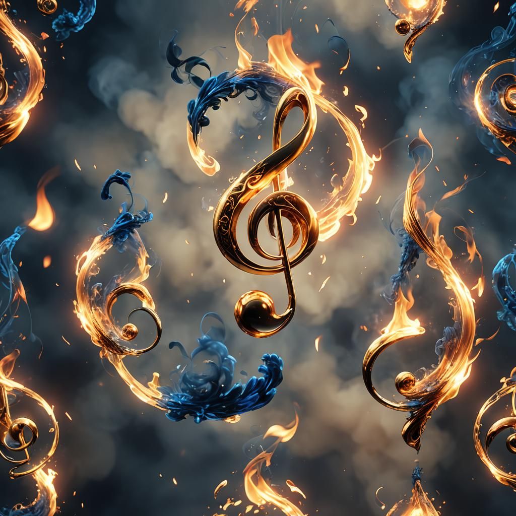 Fiery Music Note in Fantasy Concept Art
