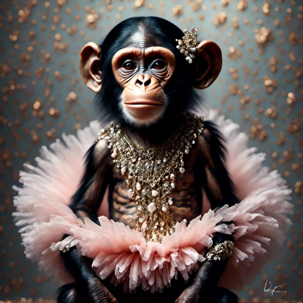 Chimpanzee Ballerina in Hyperdetailed Rendering