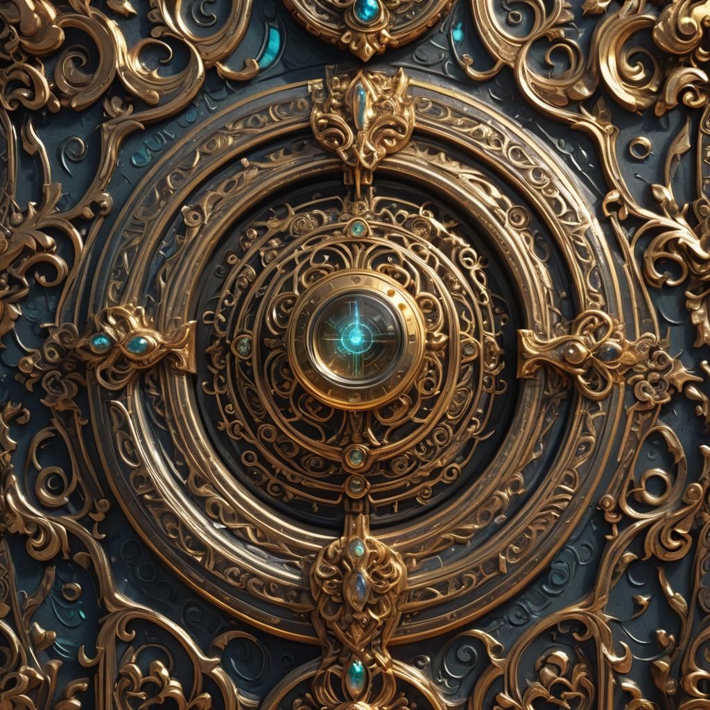 Ornate Electric Outlet Amidst Mystical Carvings