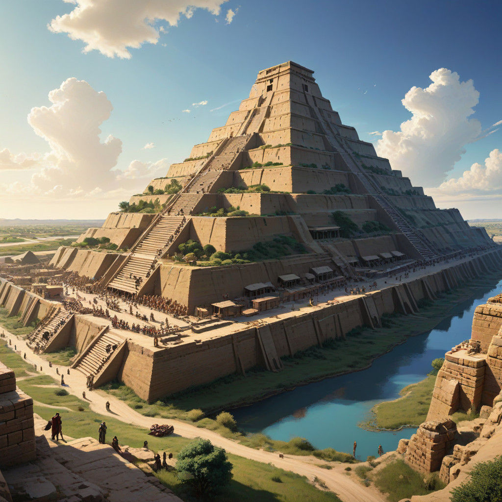 Ancient Sumerian Uruk Cityscape in Anime Style