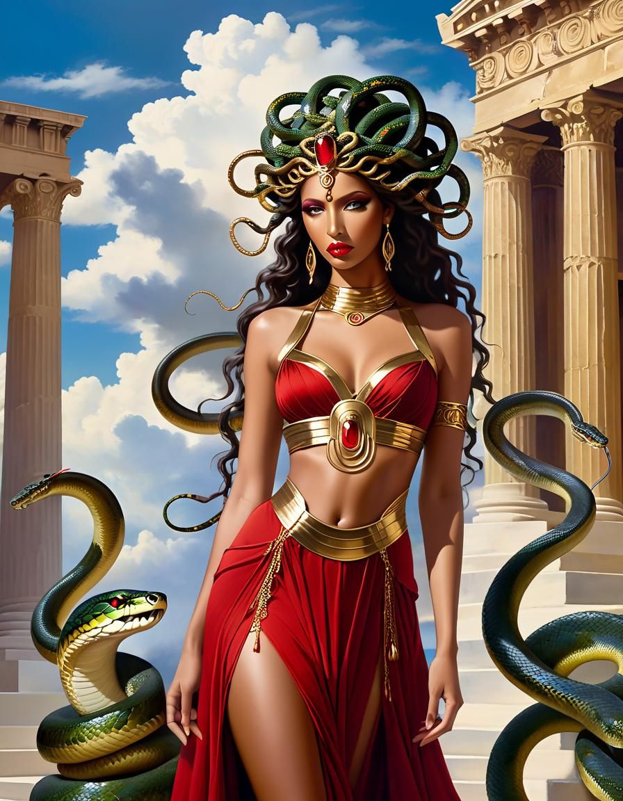 Captivating Medusa in Ancient Grecian Temple