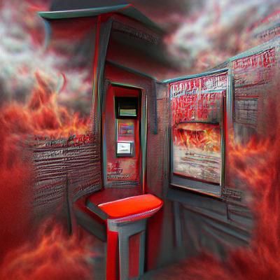 Hyperrealistic Hell Ticket Booth in 8K Resolution