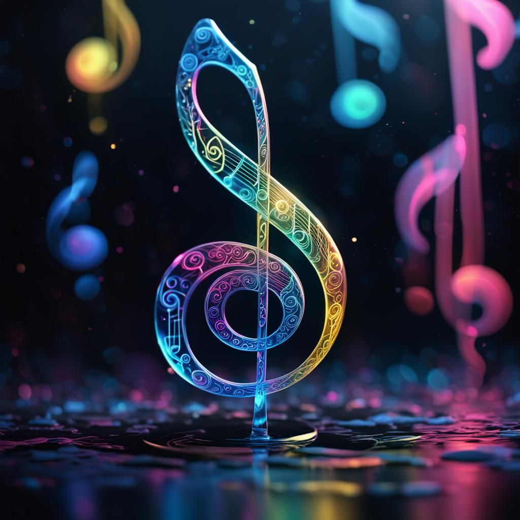 Iridescent Glass Music Note Digital Matte Painting
