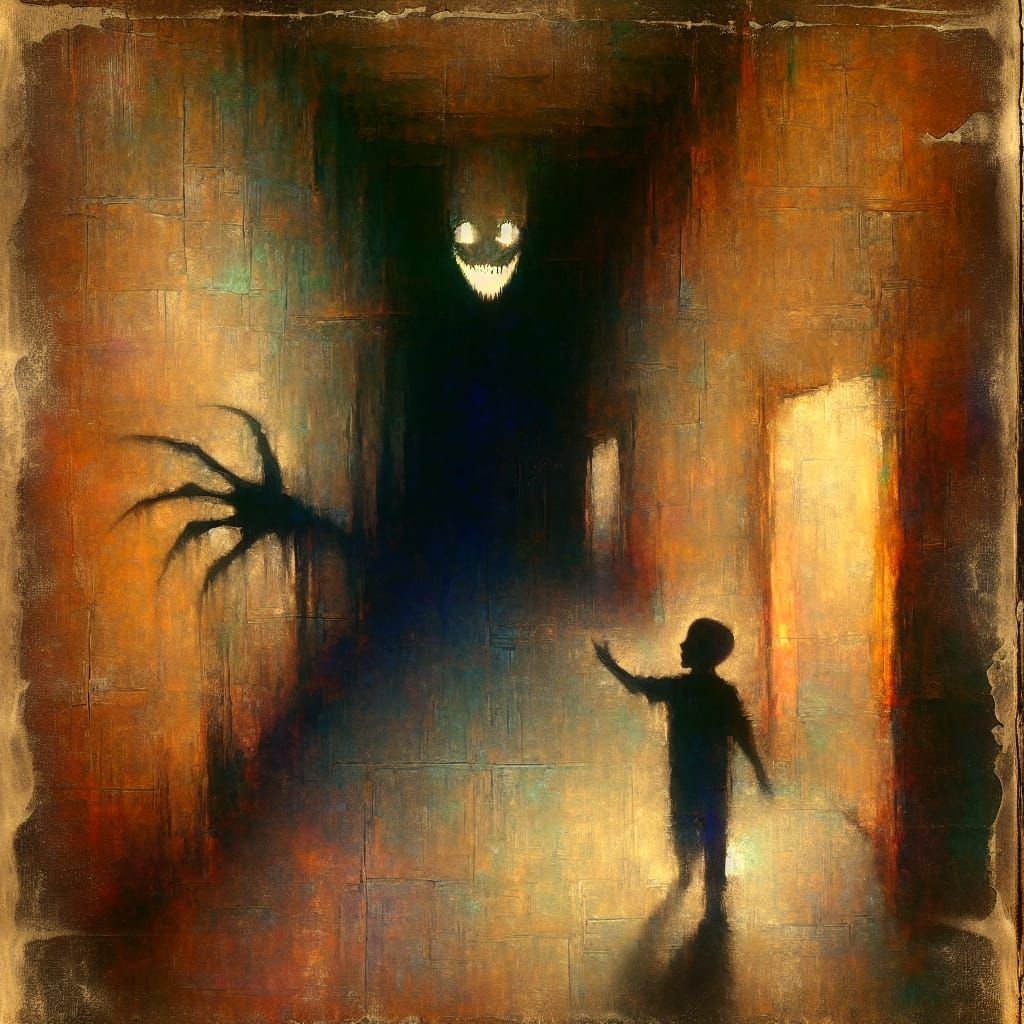 A Dark Clown Beckons in a Haunting Oil Painting