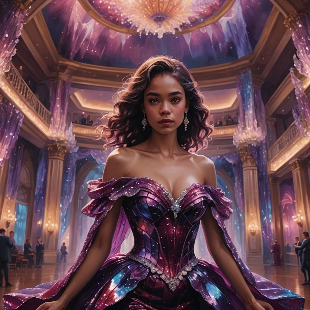 Woman in Crystal Dress, Rutkowski-Inspired Digital Art