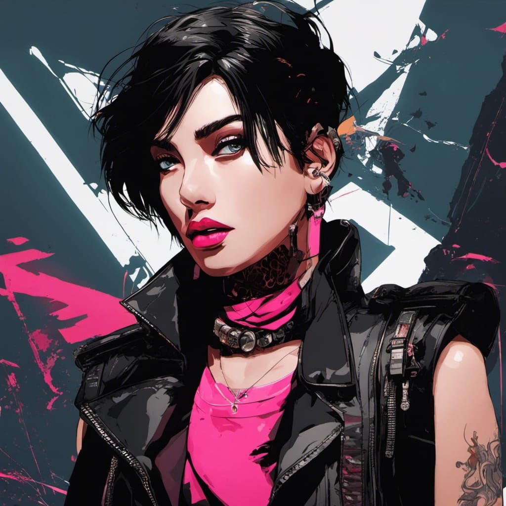 Androgynous Punk in Cyberpunk Neon Dada Collage