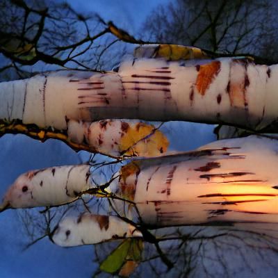 Golden Birch Trees at Autumn Dusk