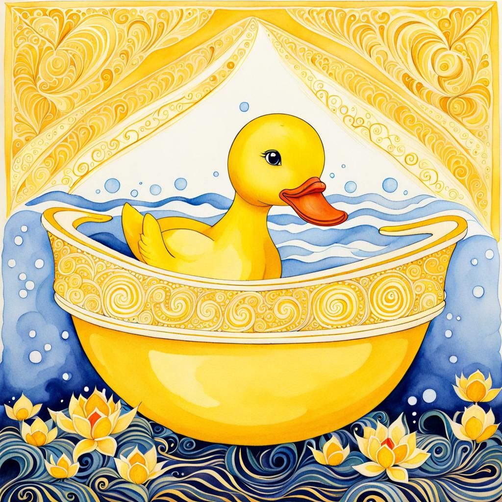 Princess Rubber Duck in Watercolor Style