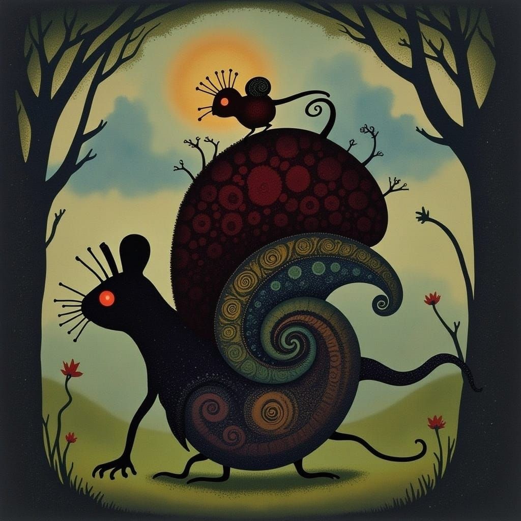 Whimsical Gothic Mouse City in Tim Burton's Style