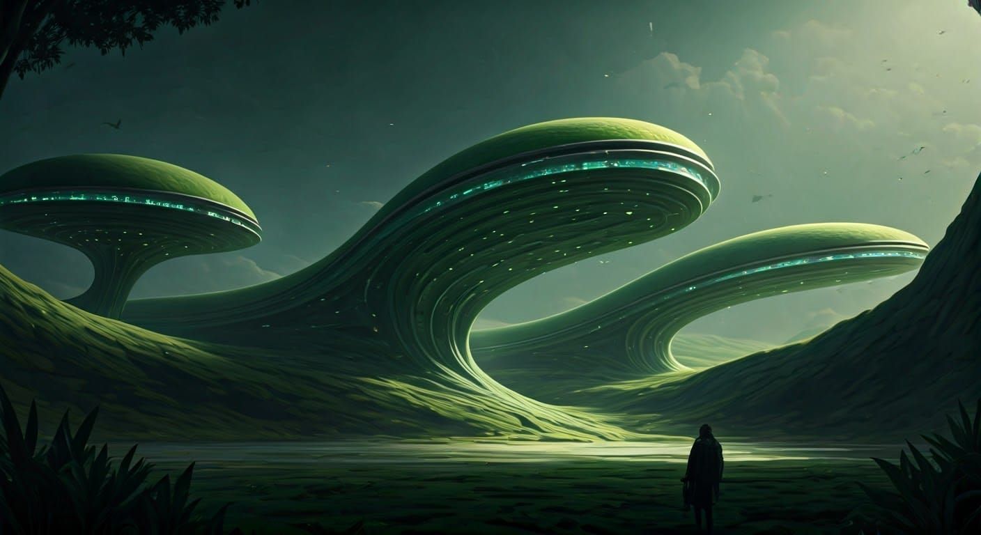 Eco-Friendly Futuristic Cityscape Grown from the Earth