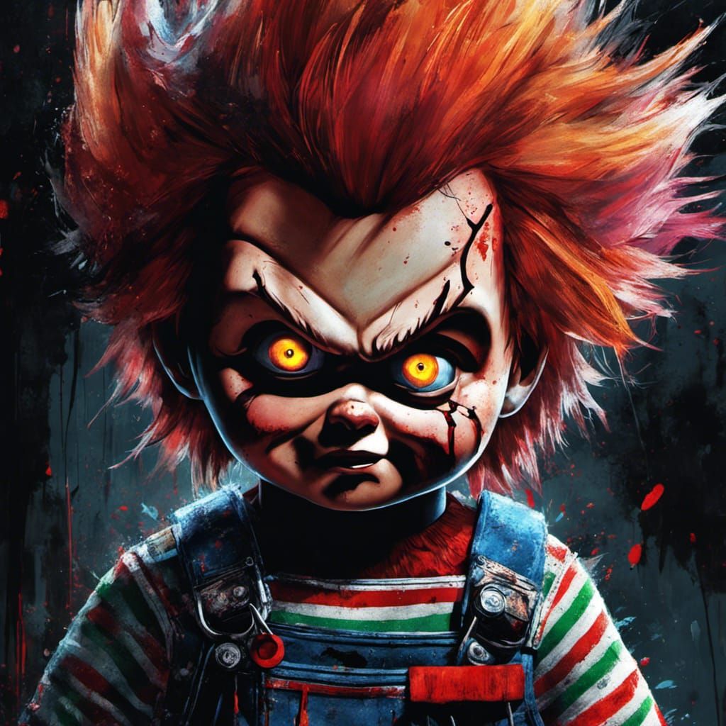Terrifying Chucky Close-up in Horror Style