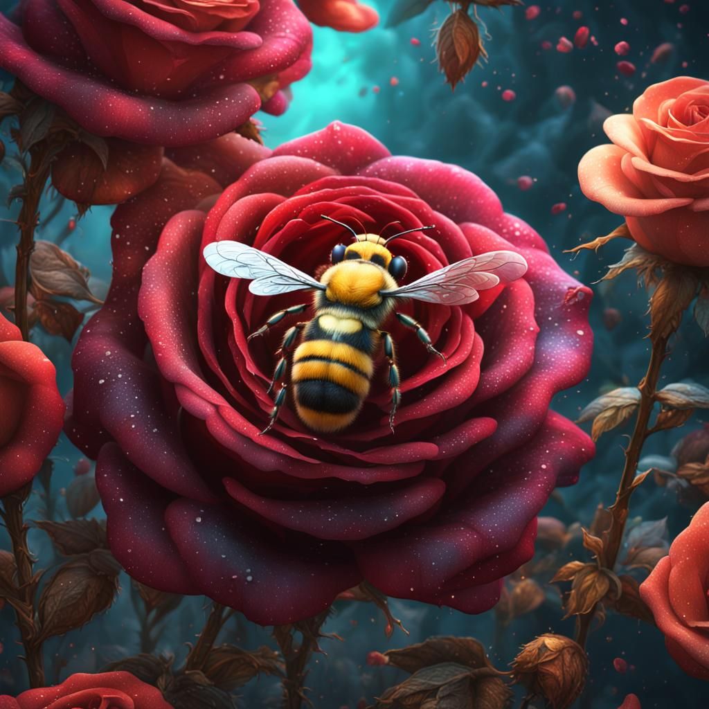 Rose and Bee: Detailed Matte Painting