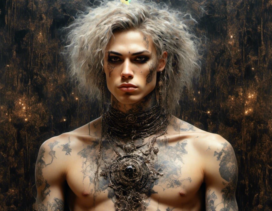 Goth Star Portrait with Tattoos and Piercings