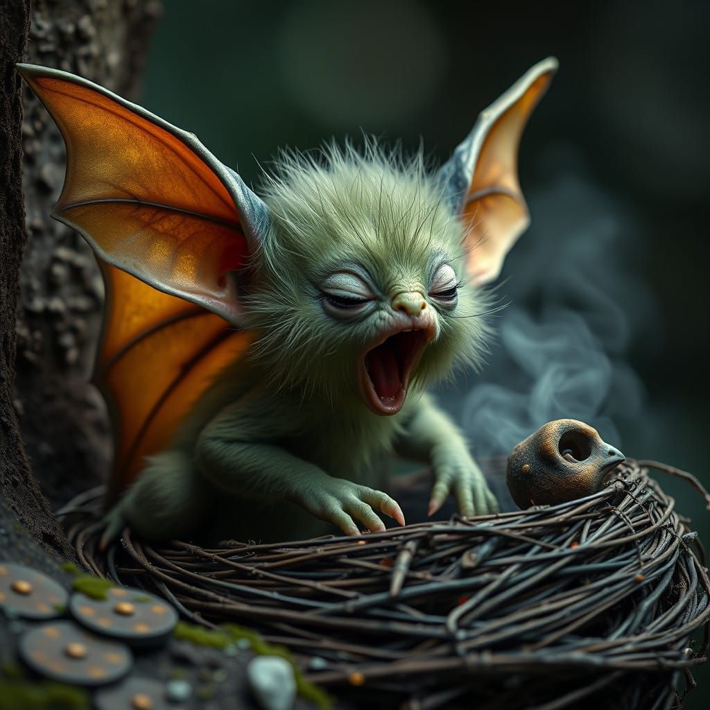 Yawning baby gremlin