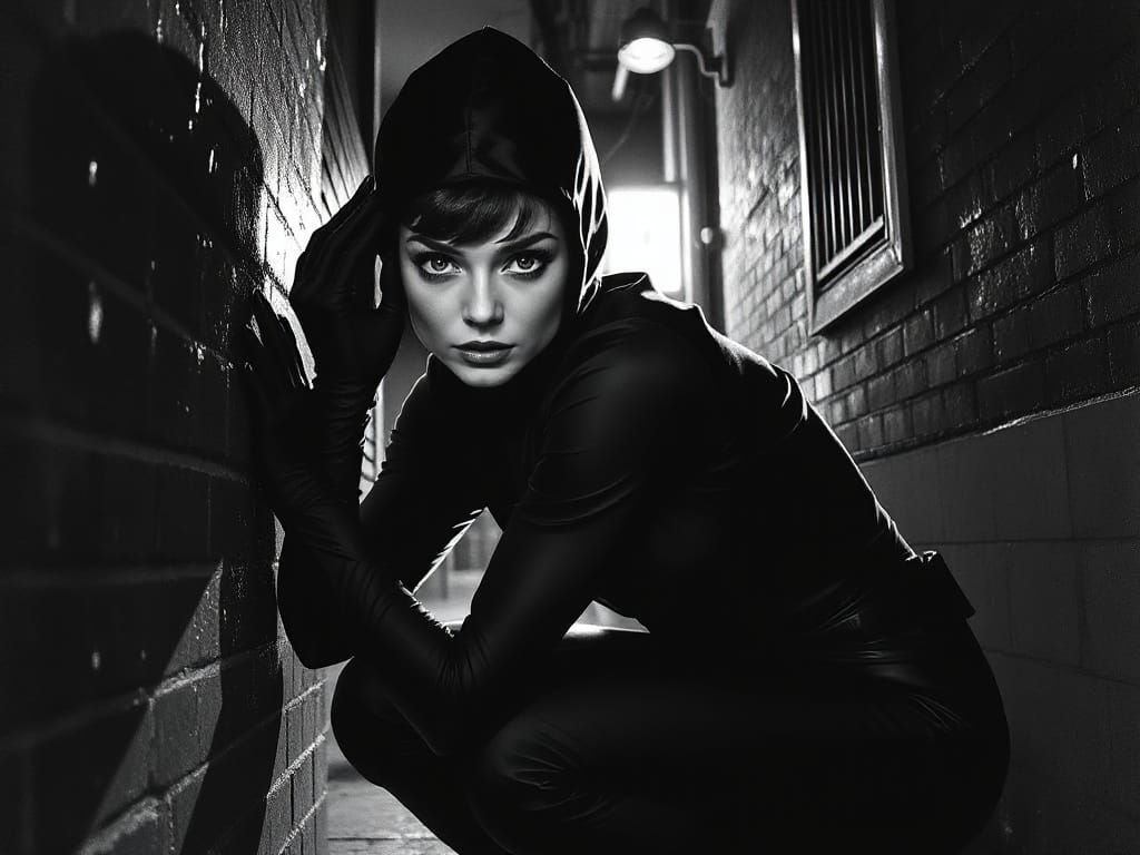 Elegant Ninja Woman in Shadows