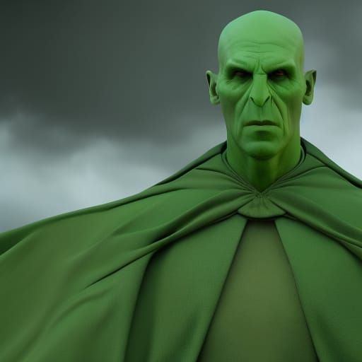 Green Voldemort Head Profile in Detailed Matte Painting