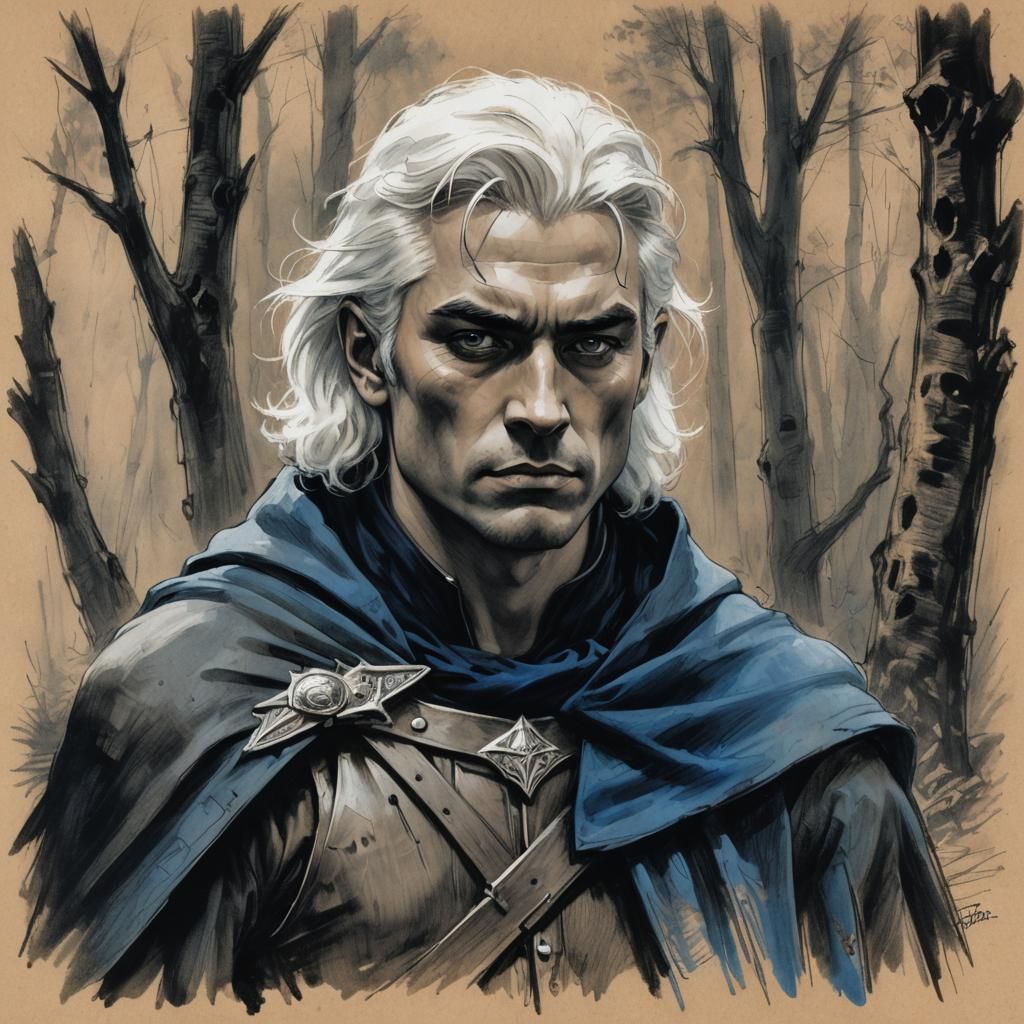 Medieval Ranger Portrait in Charcoal