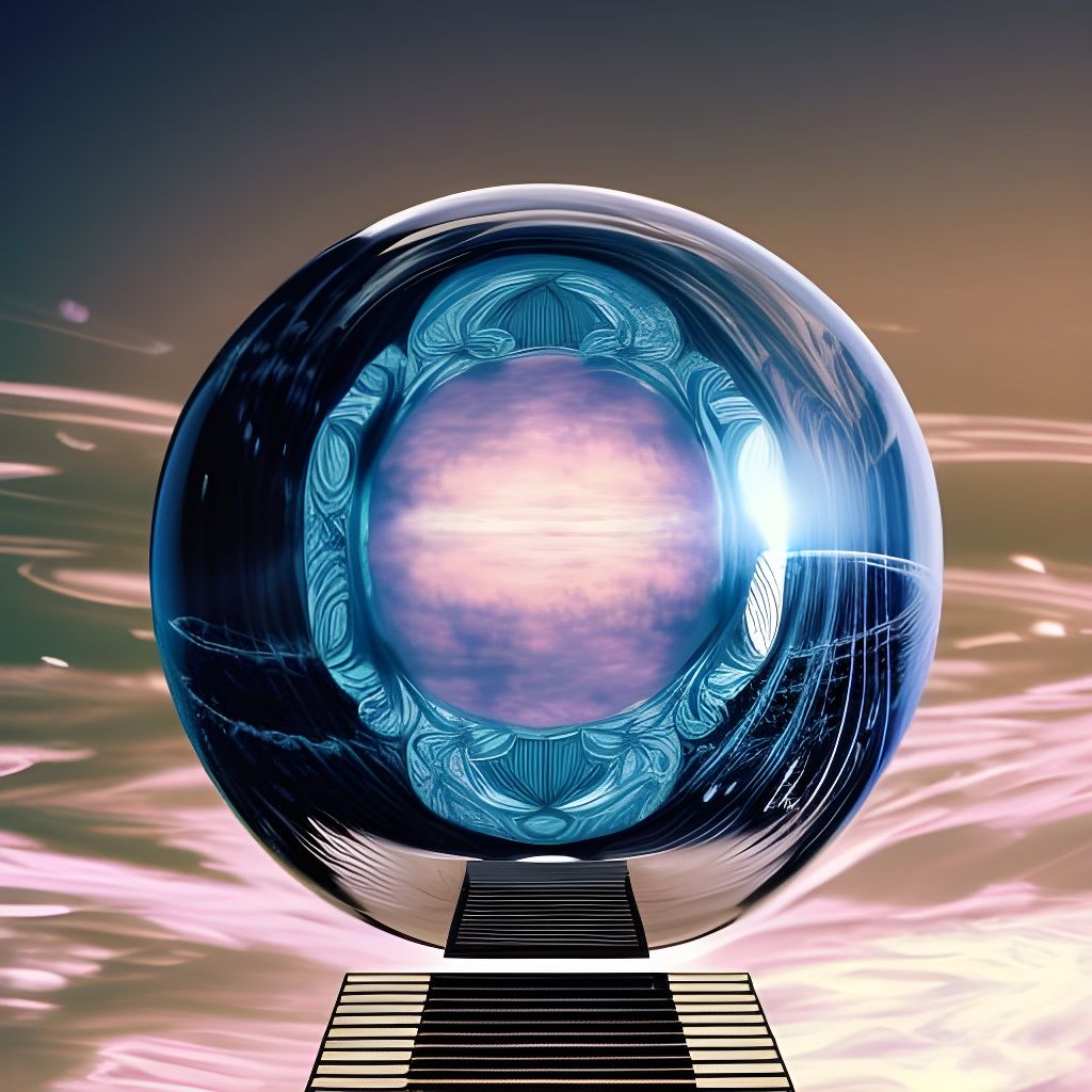 Glass Sphere with Marble Stairs in Space