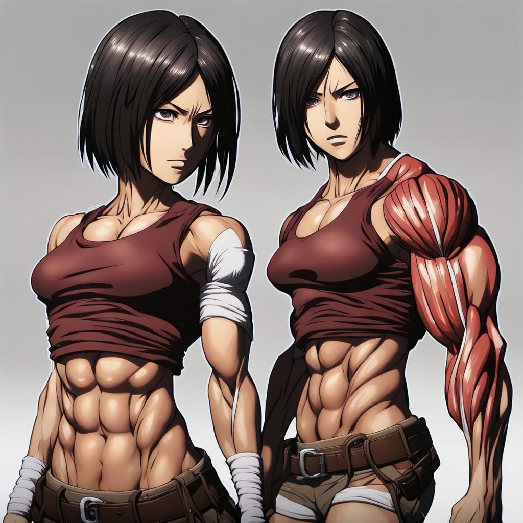 Muscular Mikasa Ackerman: Detailed Digital Art