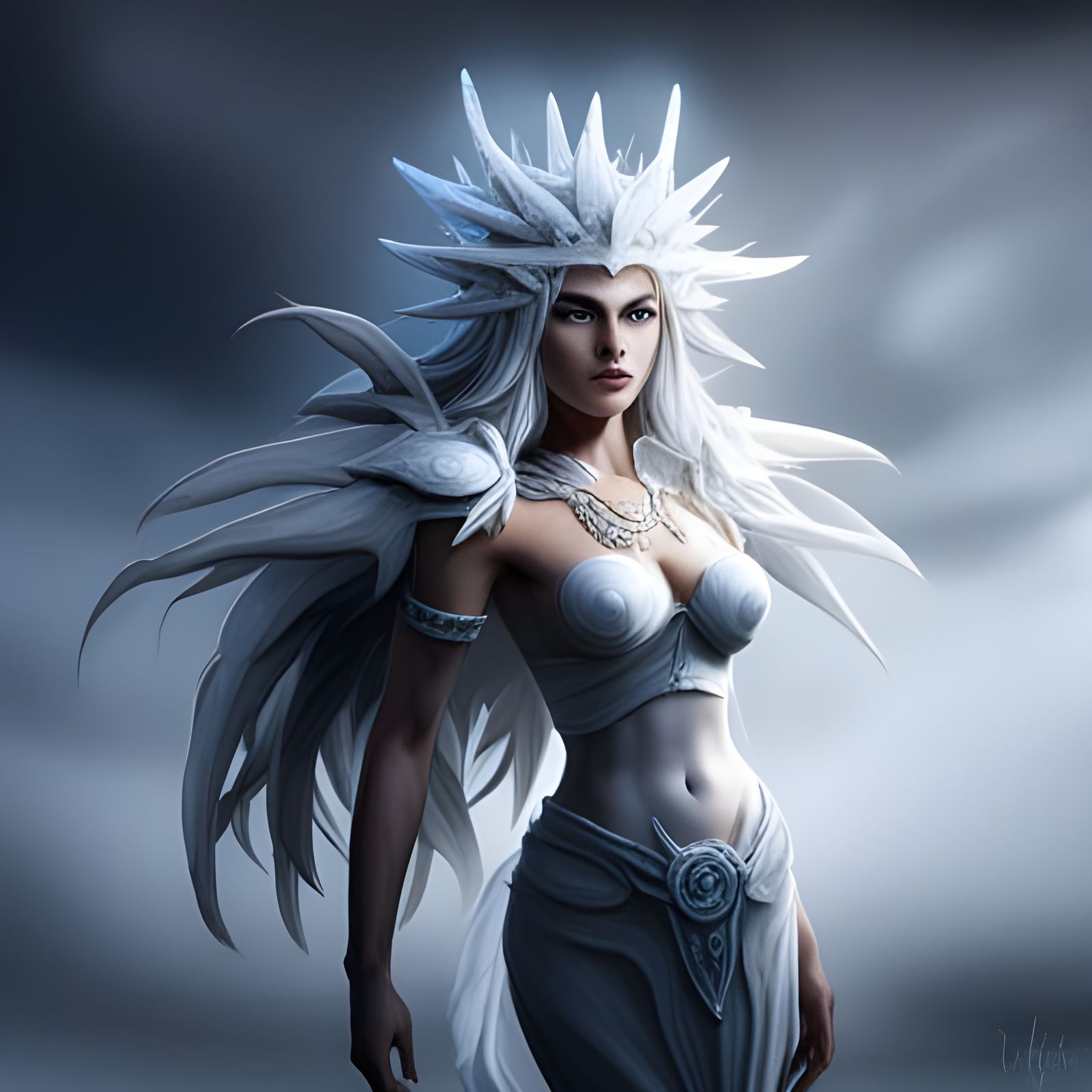 Icy Frost Goddess in Detailed Matte Painting