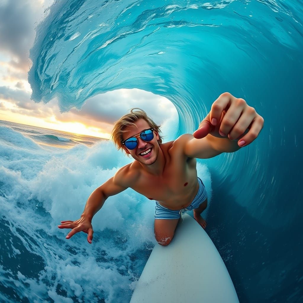Rugged Irish Surfer Snaps Selfie in Epic Wave