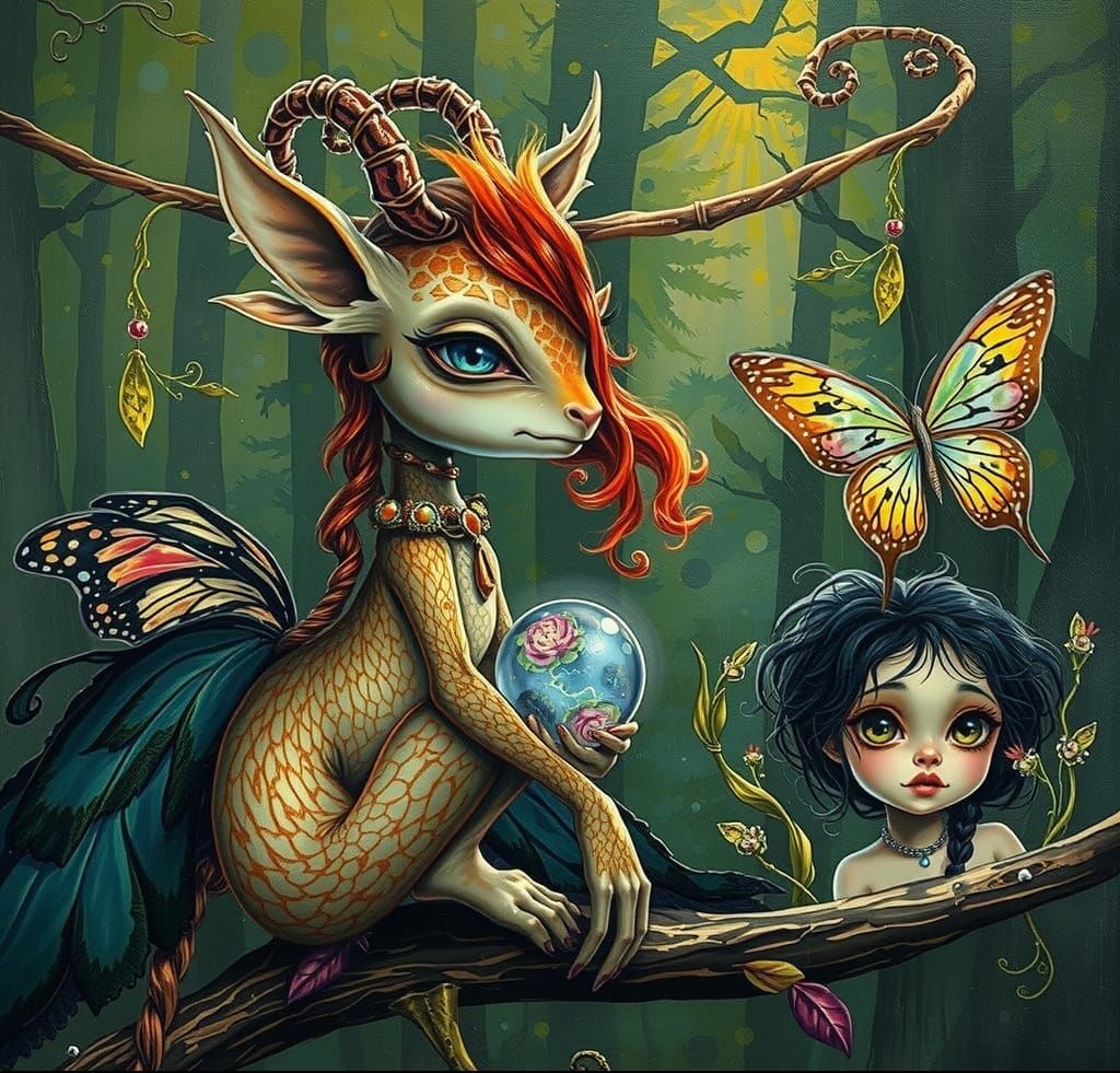 Magical Fae Emerges from Forest Portal