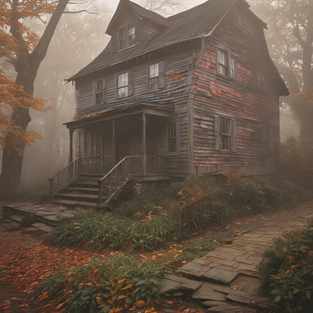 Salem Witch House in Misty Autumn Light