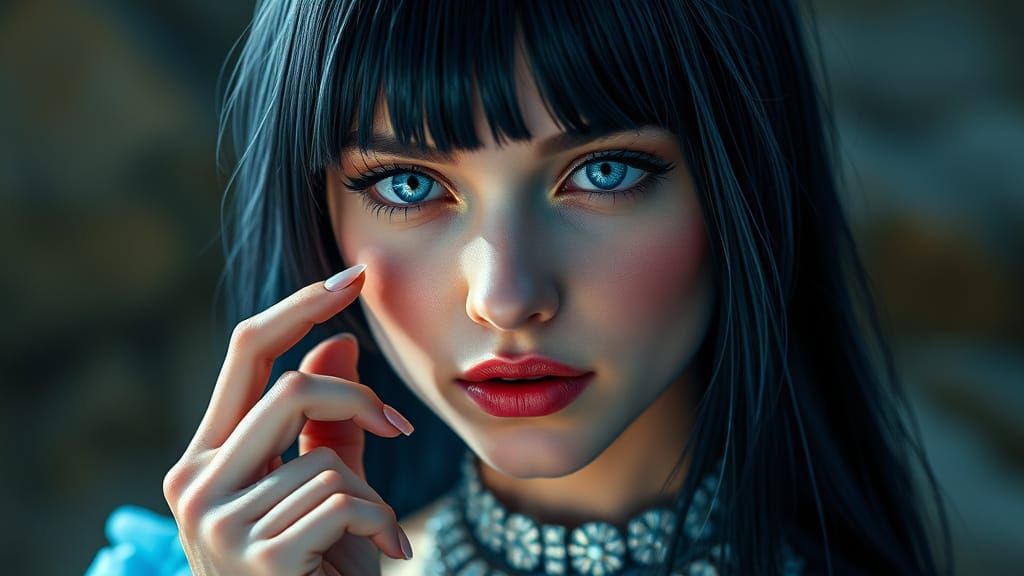 Surreal Nordic Goddess in Ethereal Blue Light